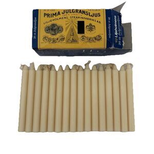 Vintage Swedish Liljeholmes Christmas Tree Candles White 100% Stearin 16 pcs